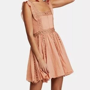 Free People Verona Mini Dress - Peach